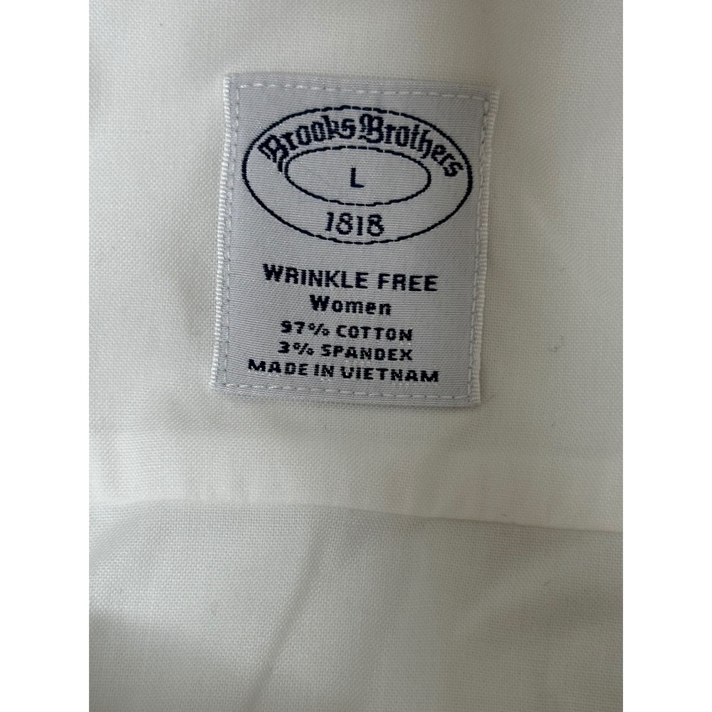 Brooks Brothers 1818 White Wrinkle Free Button Down Shirt Womens Large Stretch - Picture 6 of 12